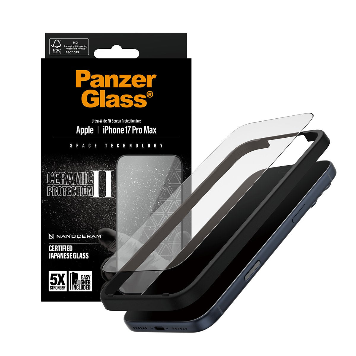 EAN 5715685026669 - PanzerGlass ® Ceramic II Screen Protector iPhone 17 Pro Max | Ultra-Wide Fit w. EasyAligner Protector de imagen 5