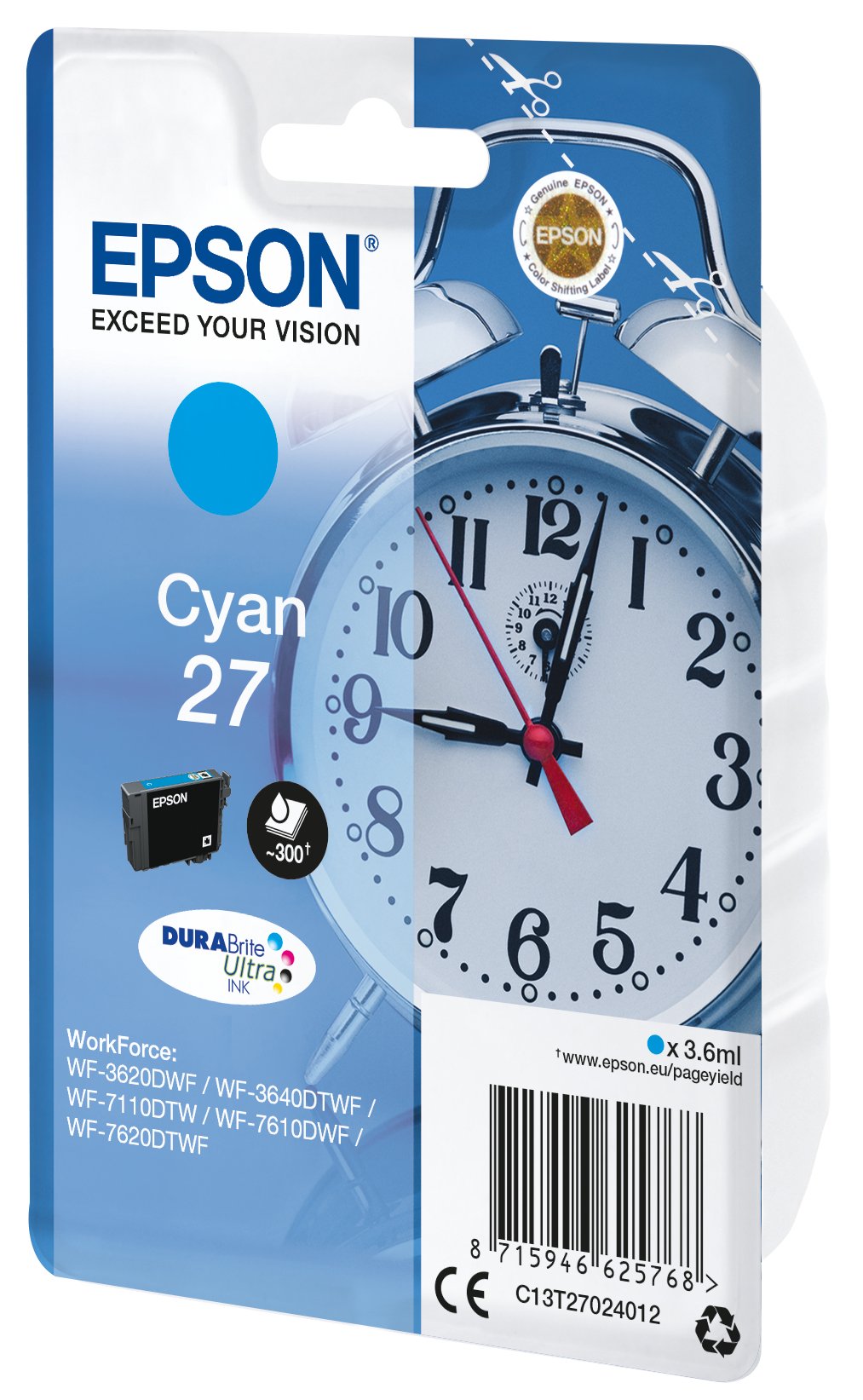 EAN 8715946625775 - Epson Alarm clock C13T27024022 cartucho de tinta 1 pieza(s) Original Cian imagen 2