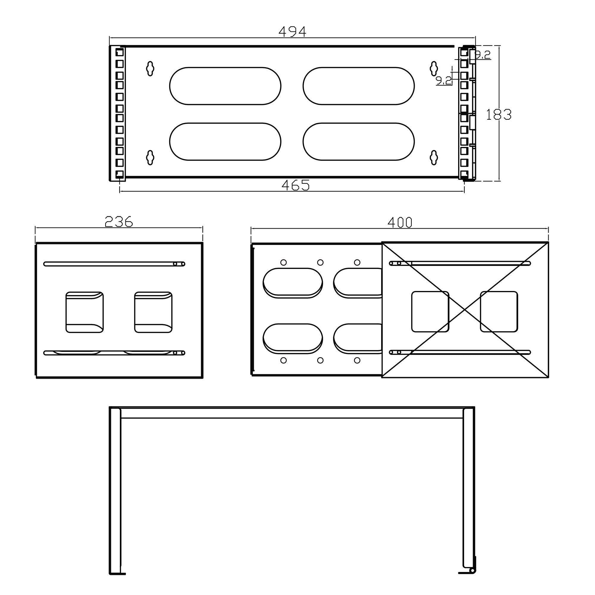 Rack Plegable Inline De 19", 4u, 24-40 Cm De Profundidad, Negro