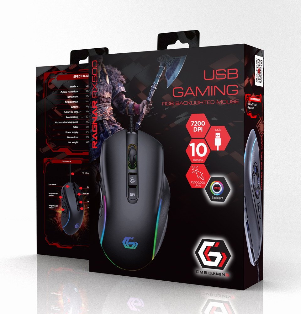 EAN 8716309121293 - Gembird MUSG-RAGNAR-RX500 ratón Juego mano derecha USB tipo A 12000 DPI imagen 4