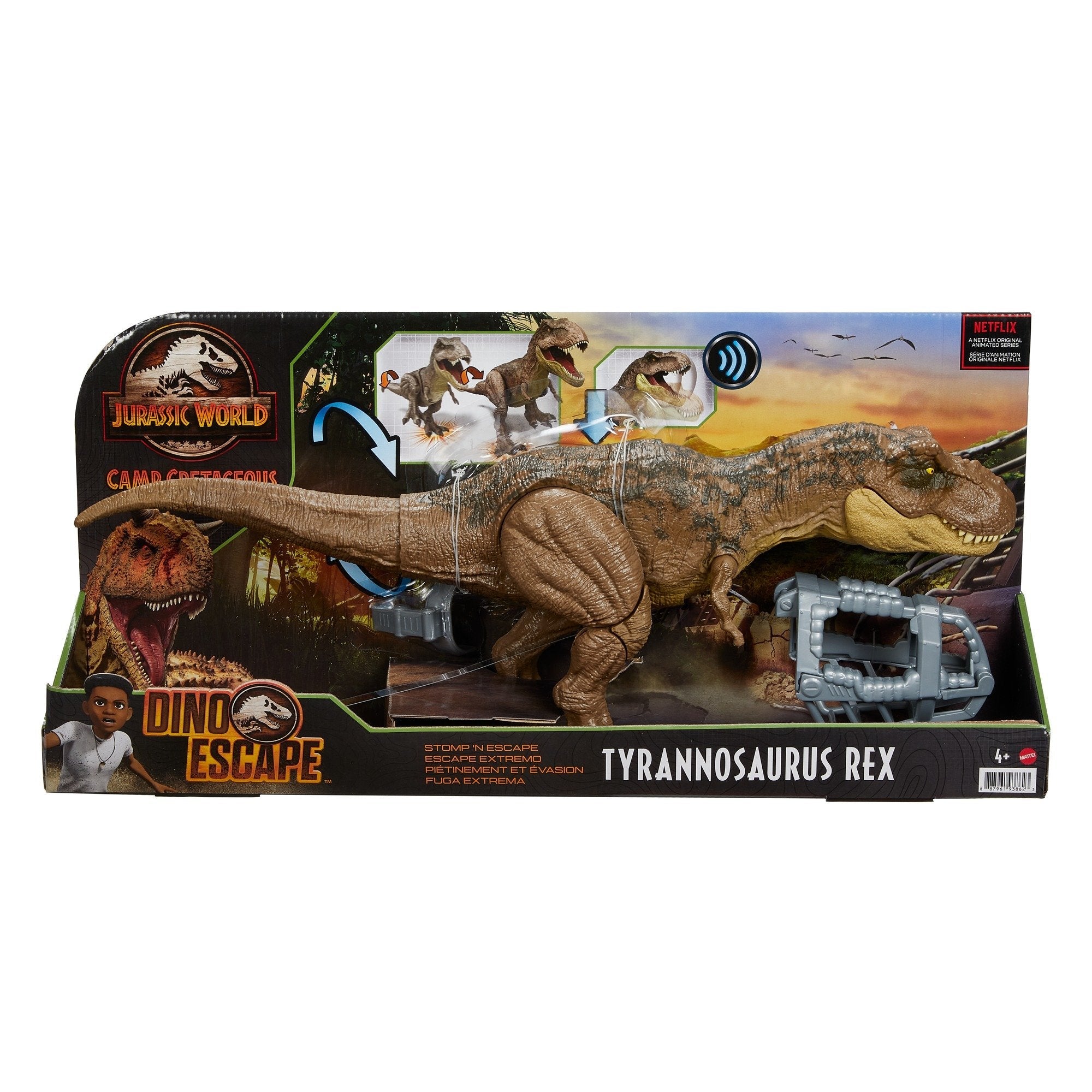 Mattel Jurassic World Stomping Battle Acción T-Rex Mini-Play Figura Gwd67