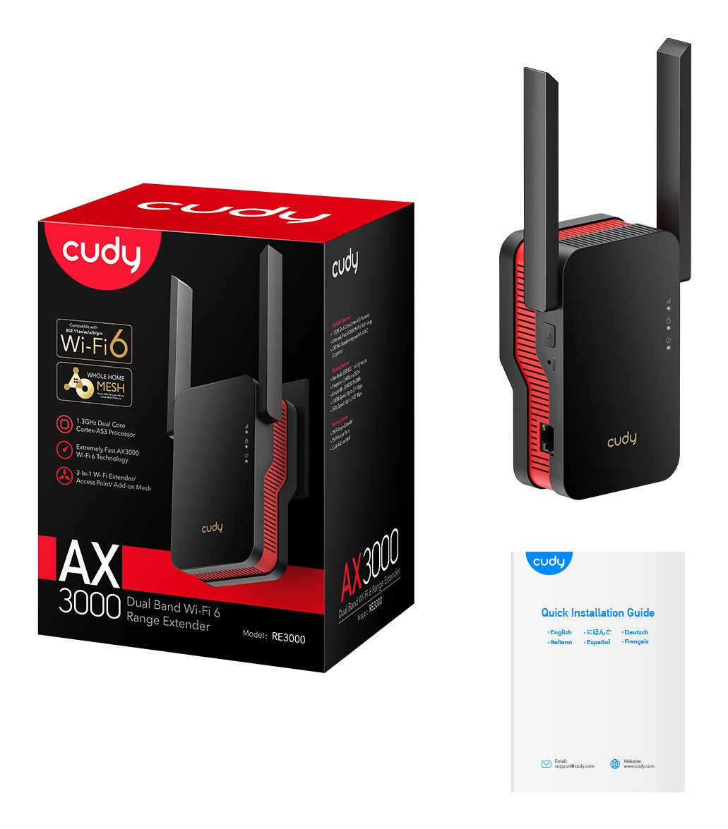 EAN 6971690792909 - Cudy RE3000 ampliador de red Repetidor de red Negro, Rojo 10, 100, 1000 Mbit/s imagen 6
