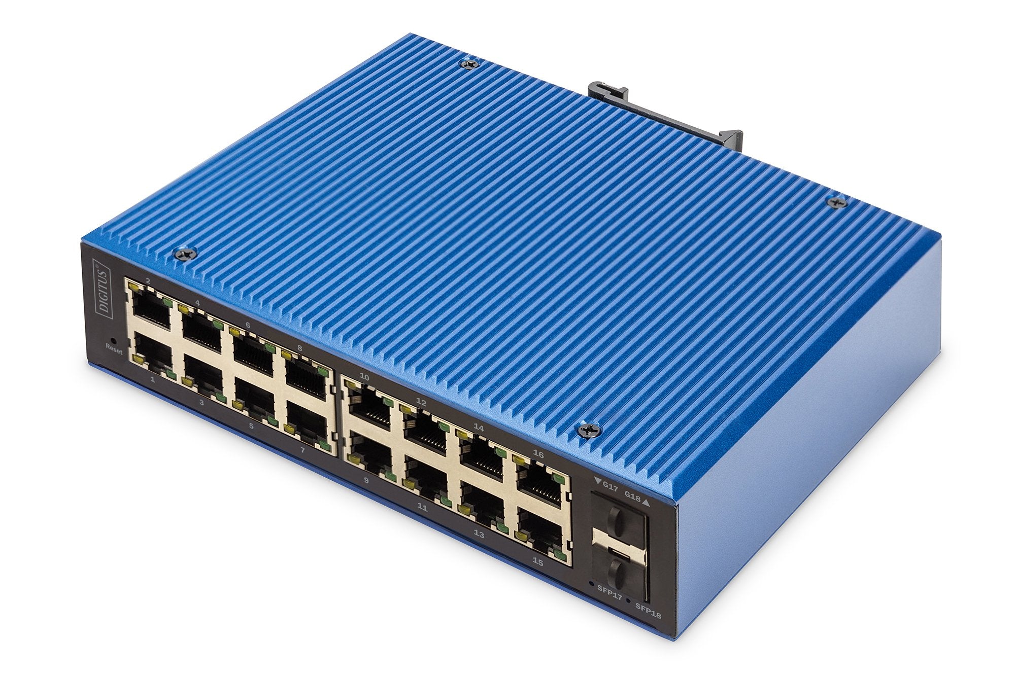 EAN 4016032490227 - Digitus DN-651158 switch Gestionado Gigabit Ethernet (10/100/1000) Negro, Azul imagen 1