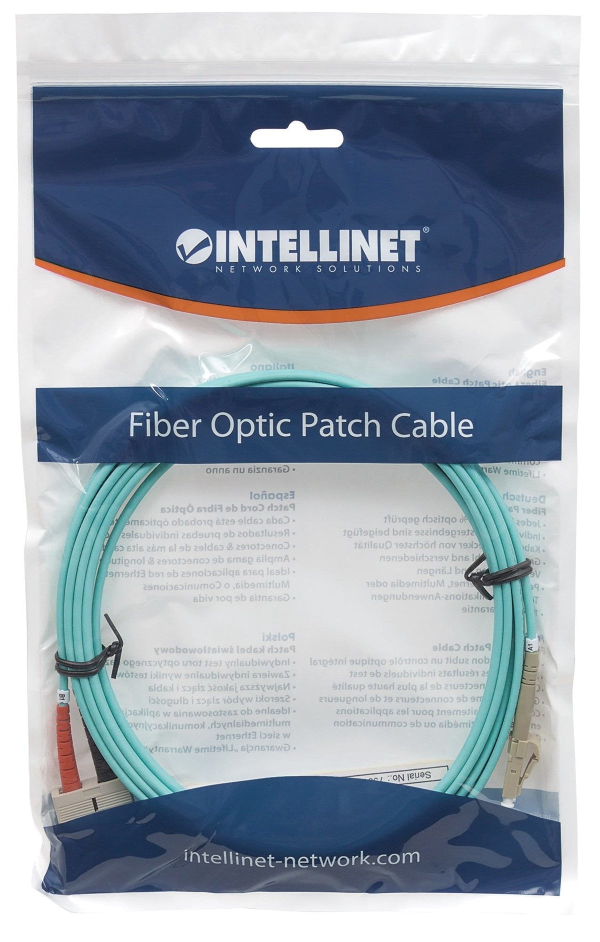 Intellinet 751094 Cable De Fibra Optica 5 M Lc Sc Om3 Color Aguamarina