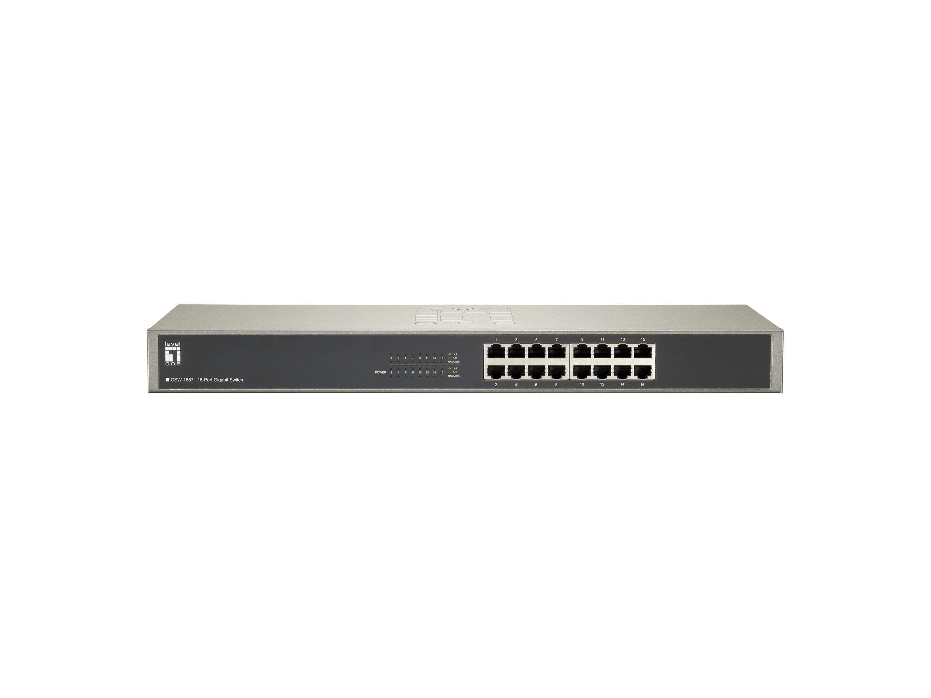 Level One Switch Gsw-1657 16 Puertos Gigabit 10/100/1000 Mbps Mdi/Mdix Automatico Version 3