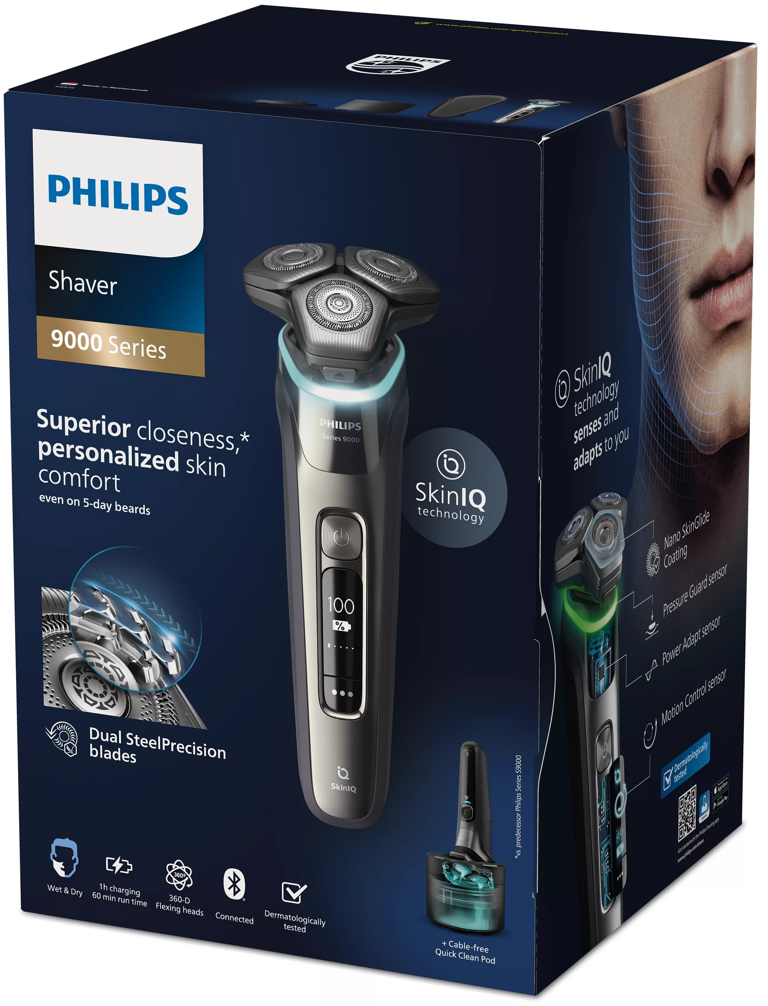 EAN 8720689018142 - Philips SHAVER Series 9000 S9974/55 afeitadora Máquina de afeitar de rotación Recortadora Cromo imagen 4