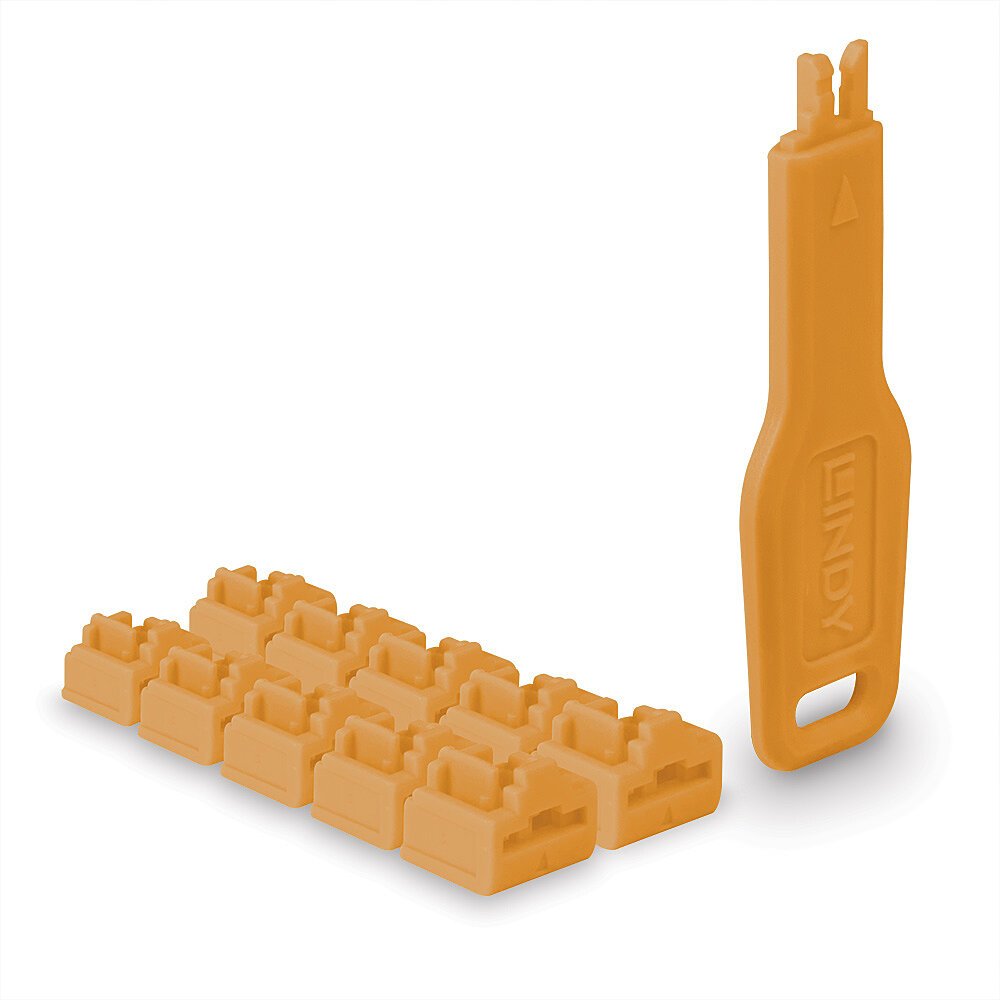 Lindy Cerradura De Puerto Rj45 (10 Piezas) Con Llave Naranja, Código Naranja 47879