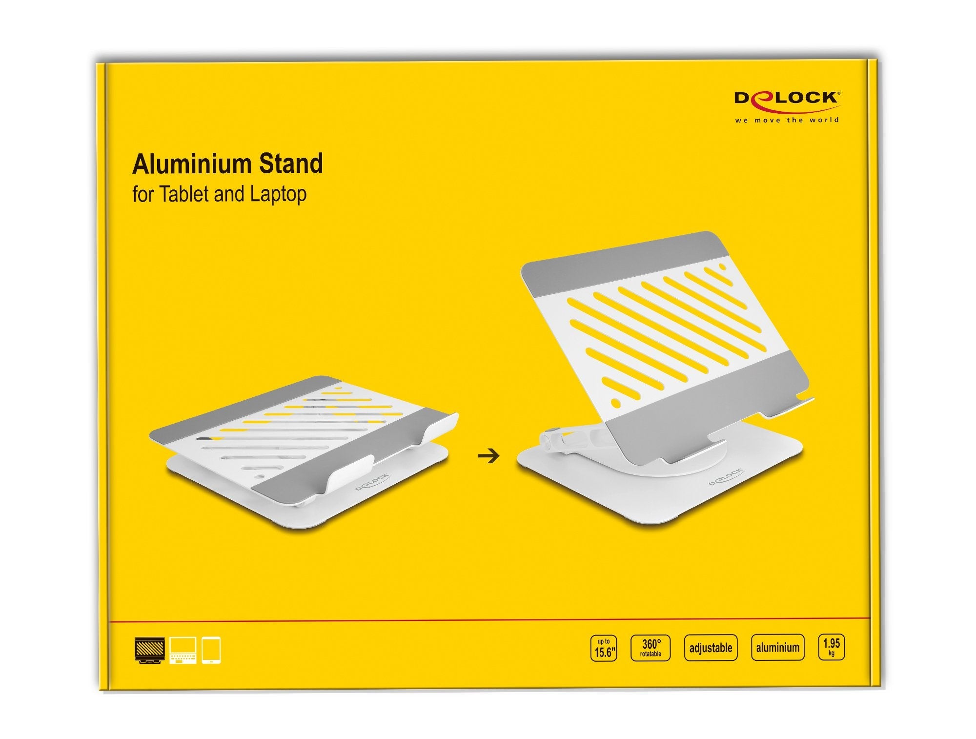 Delock 18455 Soporte Para Tablet Y Portátil De Aluminio Ajustable - 360° Giratorio