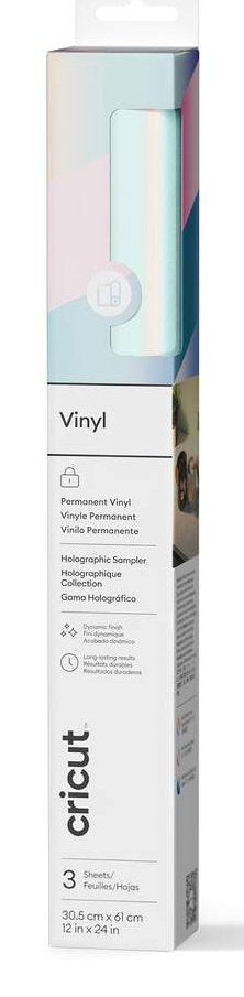 Cricut Holographic Vinyl 30x60cm 3-Sheet Sampler (Opal, Pink, Blue)
