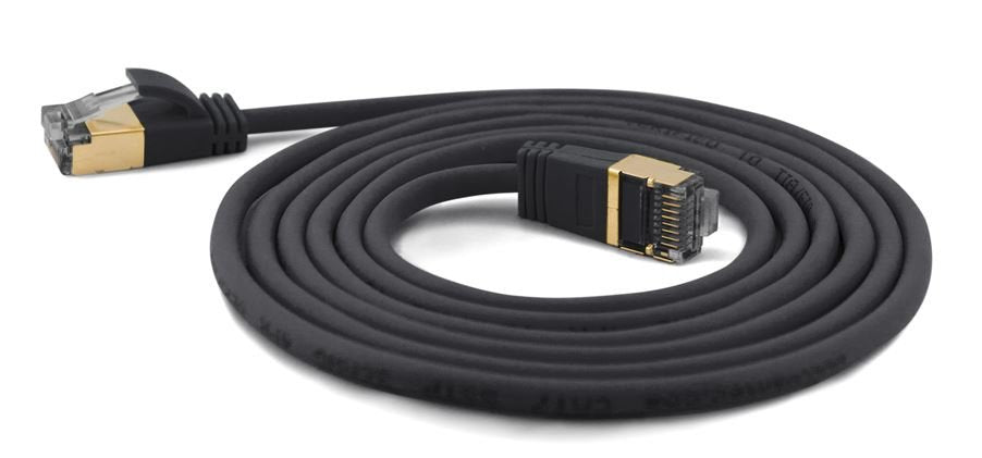 Wantecwire Sstp, Cable De Conexión Cat7 Delgado Y Redondo, Conector Cat6a, D = 4 Mm, Negro, Longitud 0,10 M