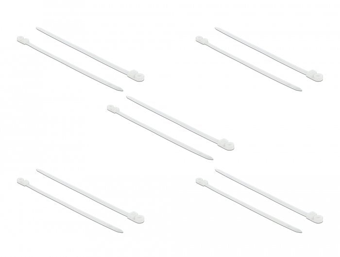 Delock Cablebinder Mit Befestigungsöse L 400 X B 7,6 Mm Weiss 10 Stück