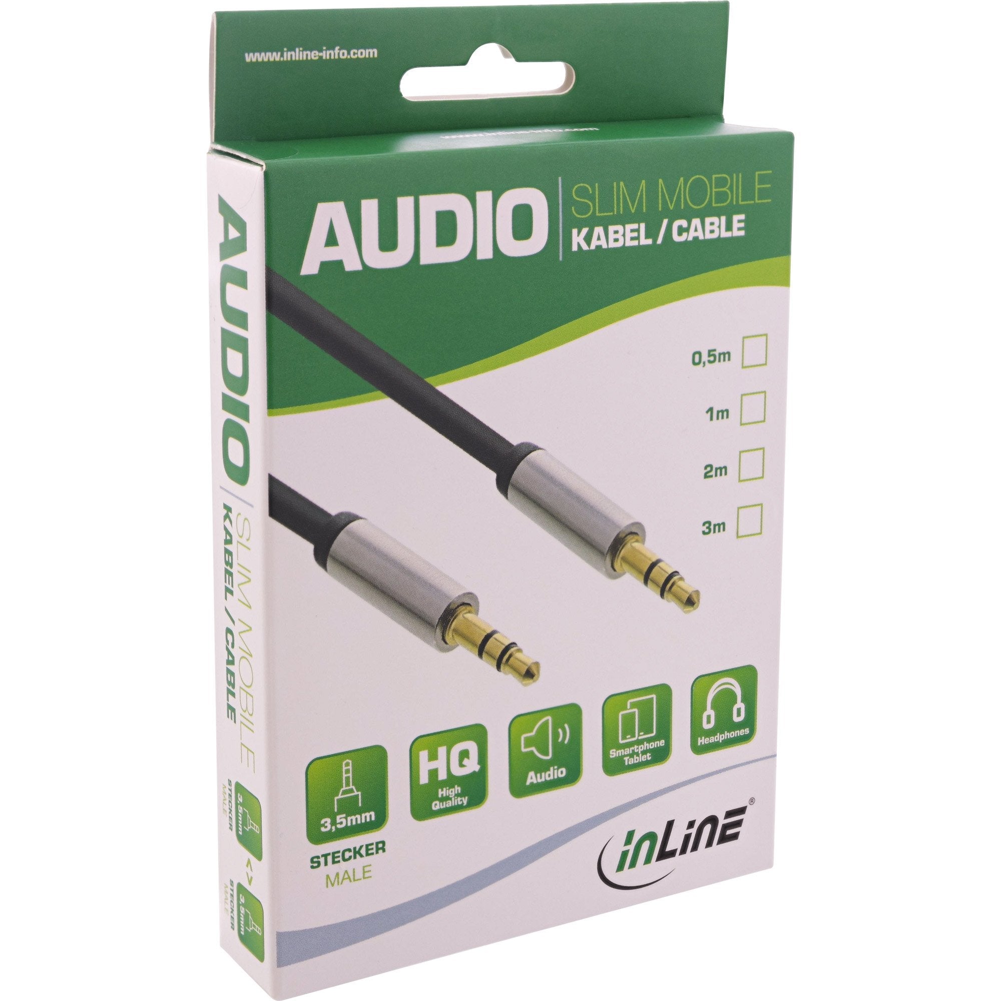 Cable De Audio Inline Slim 3.5mm Macho A Macho Estéreo 3m