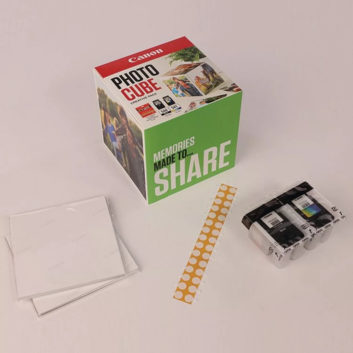 Tinta Canon Pg 540 Cl 541 Photo Cube + Photo Paper Plus Glossy Ii 40 Hojas Pack Green