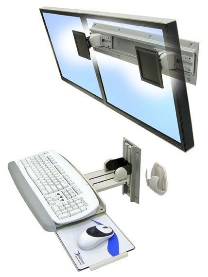 Ergotron Neo-Flex - Kit De Fijación (2 Drehgelenke, Wandschiene 26", 2 Rack-Montagehalterungen) - Schmal - Para 2 Lcd-Displays - Gris, Negro - Tamaño De Pantalla: Hasta 61 Cm (Hasta 24 Pulgadas)