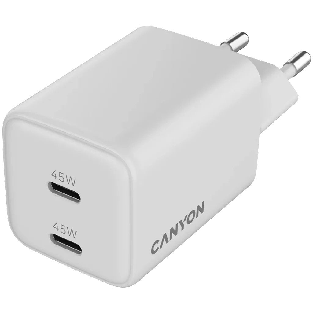 Canyon Cargador Cu45cc Gan 45w 2xpd Usb-C Eu Blanco