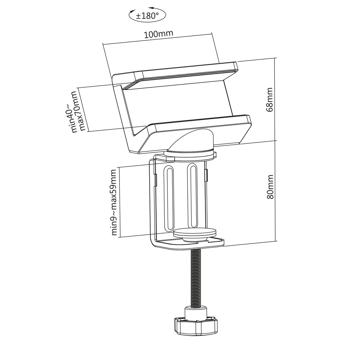 Abrazadera De Mesa Inline Para Regleta De Enchufes, Giratoria, Abrazadera De Tornillo, Negra