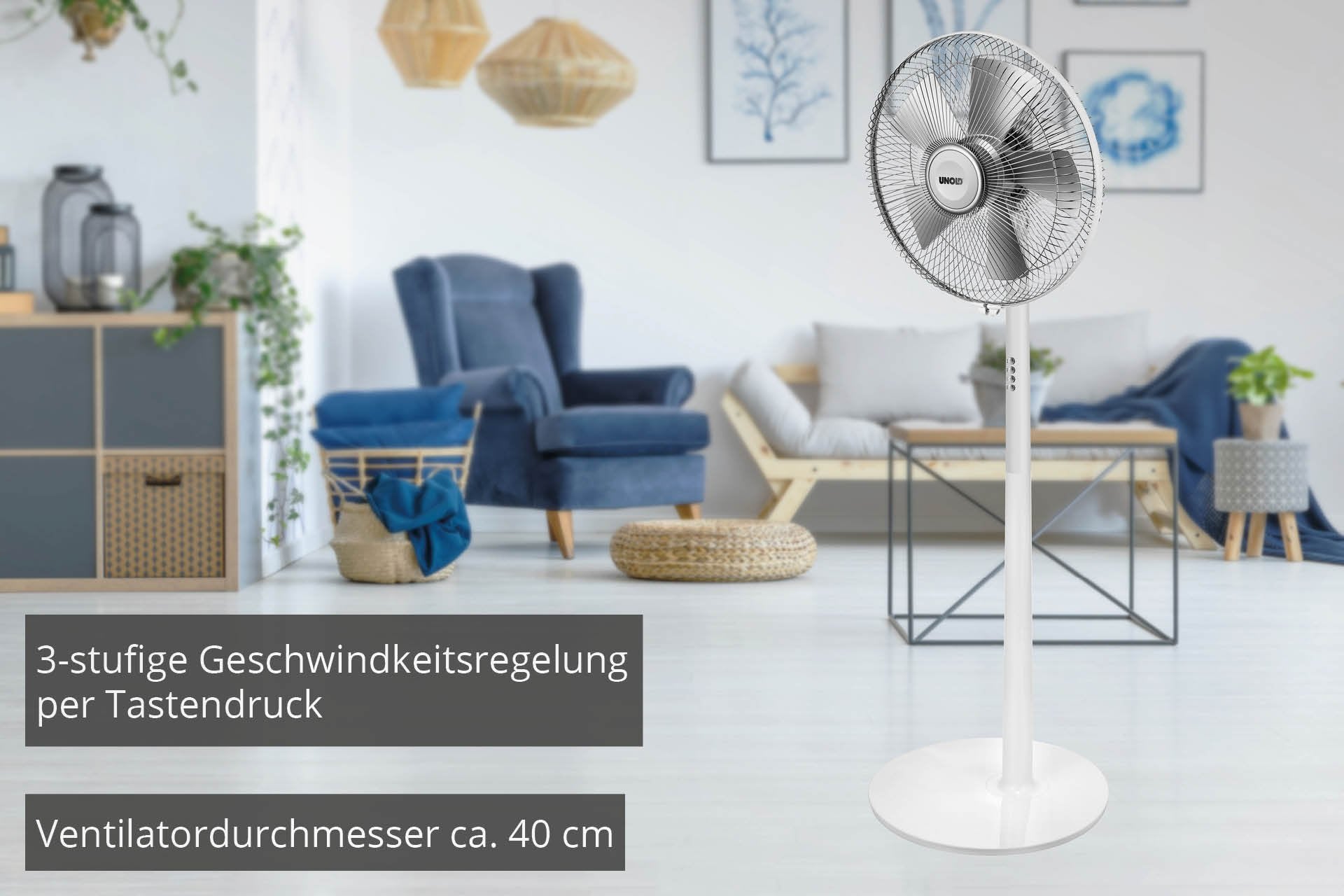 Unold 86820 Ventilador De Pie Silverline Blanco / Gris