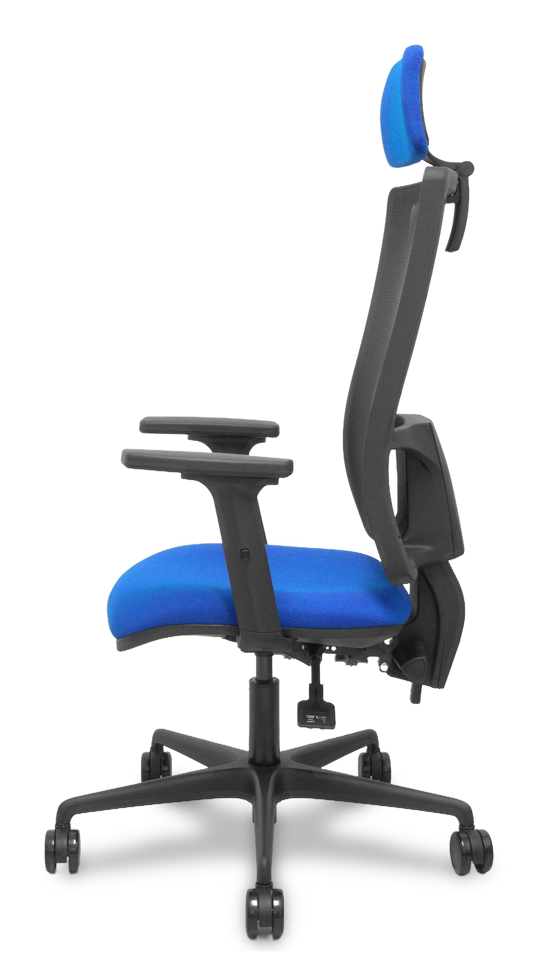 Piqueras Y Crespo Silla Bormate Asincro Malla Negra Asiento Bali Azul Brazos 2d Ruedas 65mm Cabecero Regulable