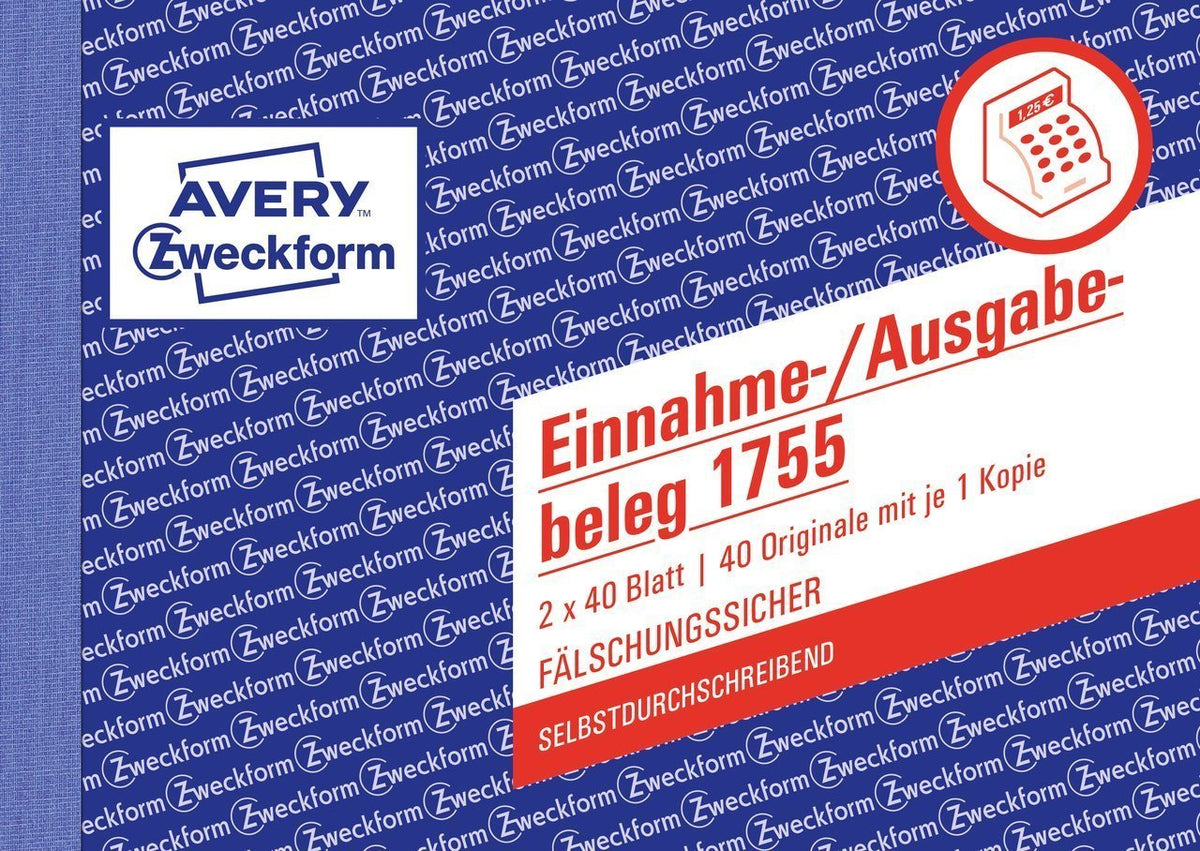 Avery Zweckform Einnahmen-/Ausgabenbeleg - 40 Hoja - A6 (105 X 148 Mm)