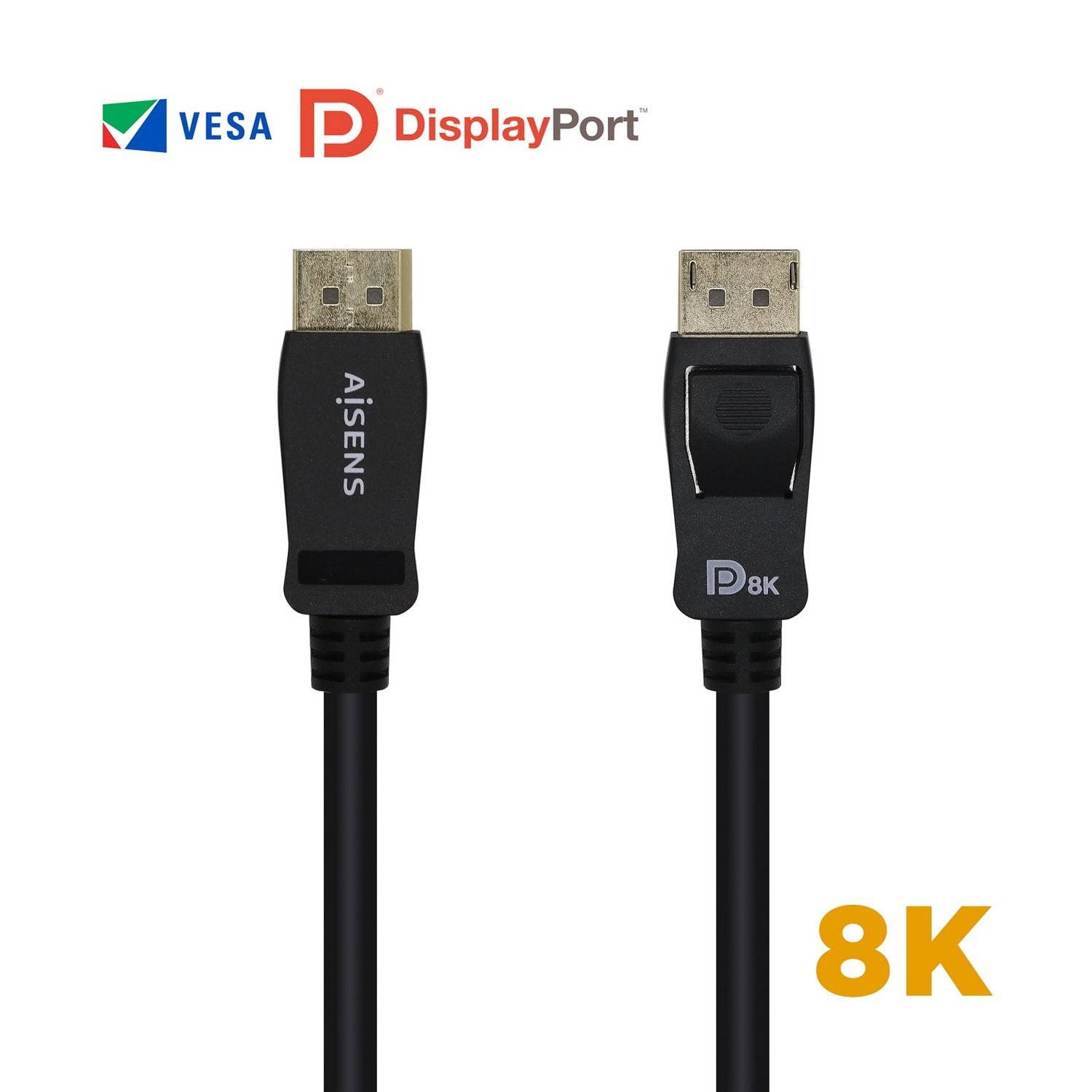 Aisens Cable Displayport Certificado V1.4 8k@60hz - Dp/M-Dp/M - 0.50m - Negro