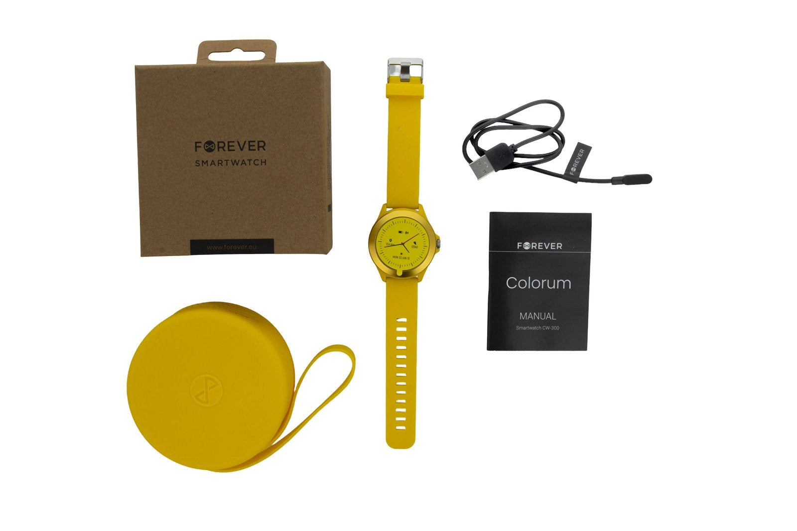 Smartwatch Forever Colorum Cw-300 Notificaciones Frecuencia Cardíaca Amarillo