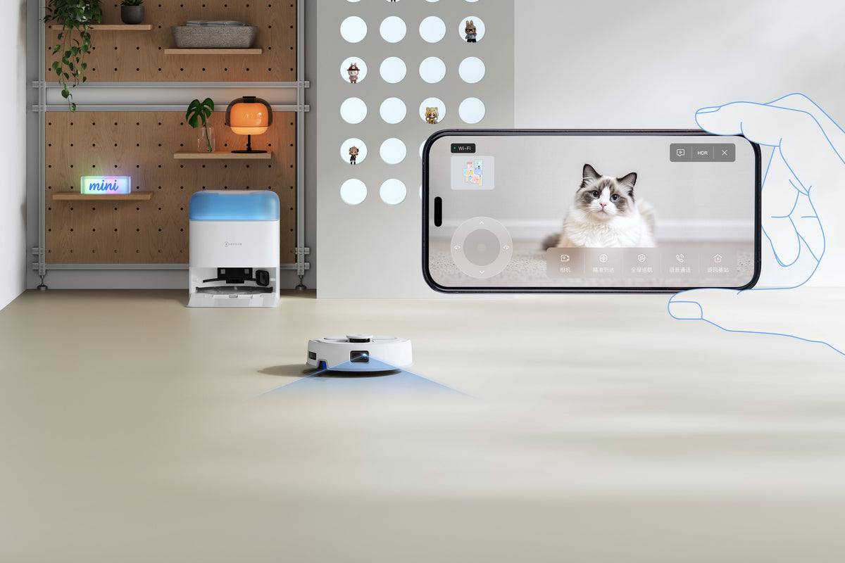 Ecovacs Deebot Mini 2 Vacuum Cleaner,Robot,Wet&Dry,Compact Design,White+Auto-Empty Station