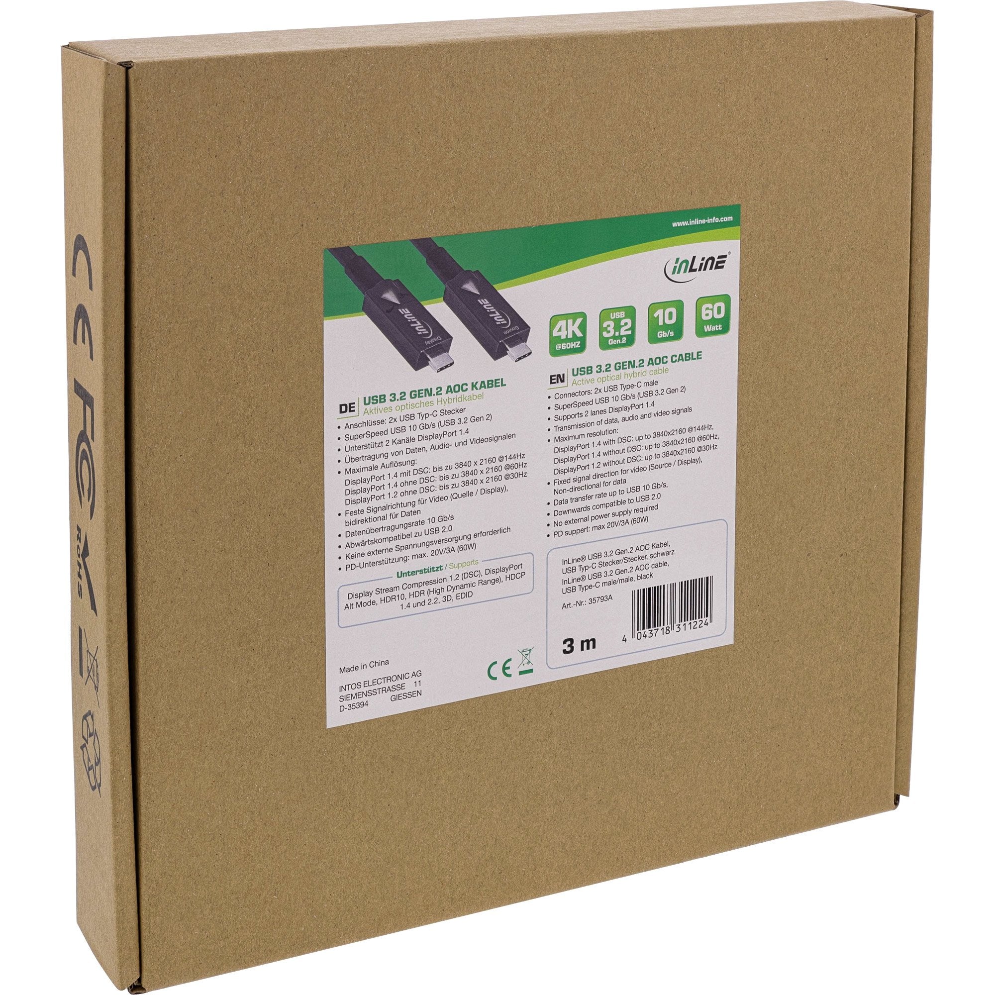 EAN 4043718311255 - InLine 35799A cable USB USB 3.2 Gen 2 (3.1 Gen 2) 10 m USB C Negro imagen 2