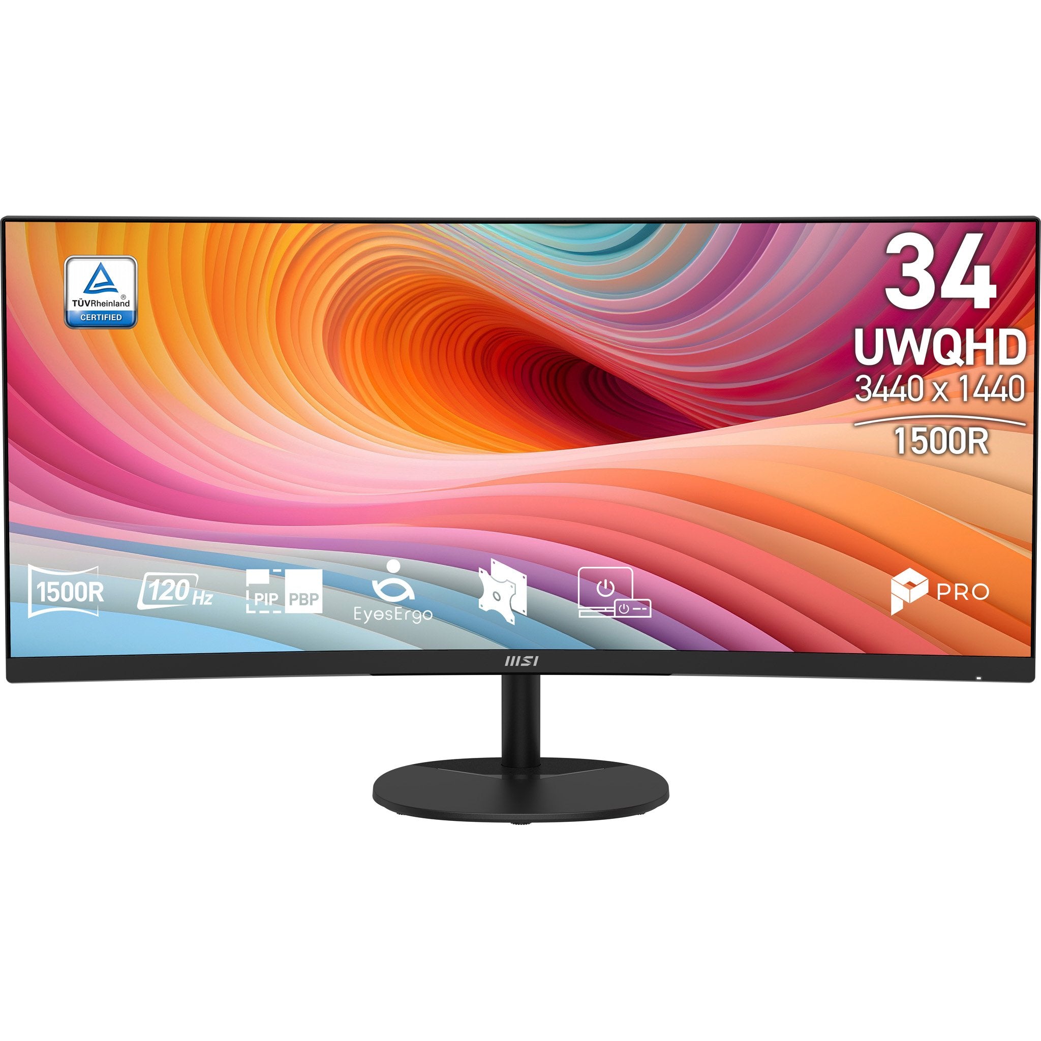 Monitor Msi Pro Mp341cq E12 34" Ultrawide Quad Hd 120hz Va Curvo Altavoces