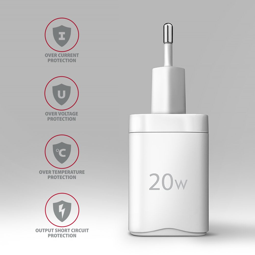 EAN 8595247908308 - Axagon ACU-PD20W wall charger 1x QC3.0/AFC/FCP/PD type-C 20W white Teléfono móvil, Smartphone, Reloj inte imagen 5
