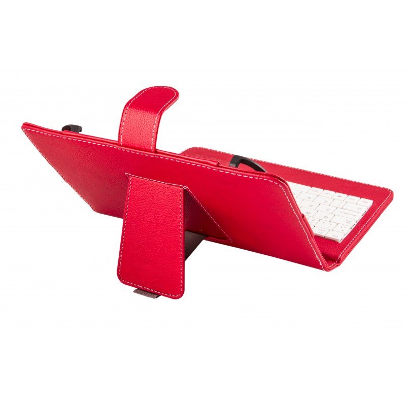 Funda Universal Silver Ht Para Tablet 9-10.1" + Teclado Con Cable Micro Usb Rojo/Blanco