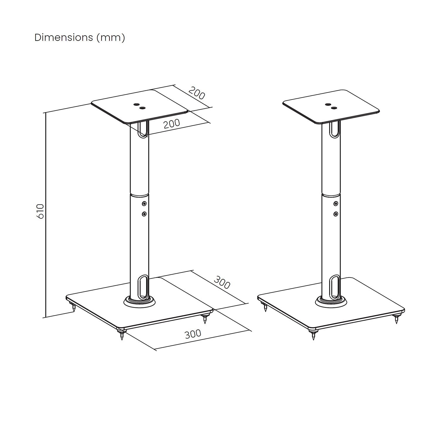 Aisens Soporte Universal De Suelo Para Altavoces, Negro