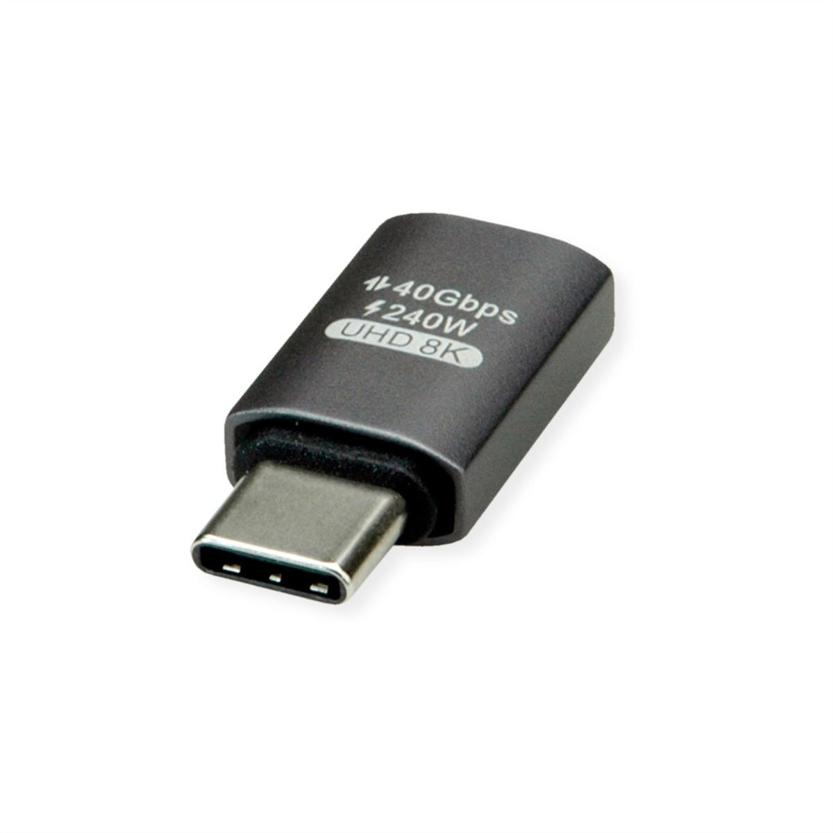 Roline Usb4 Gen 3x2 Adapter Typ C St Bu, Aluminium, Gerade, Silberfarben