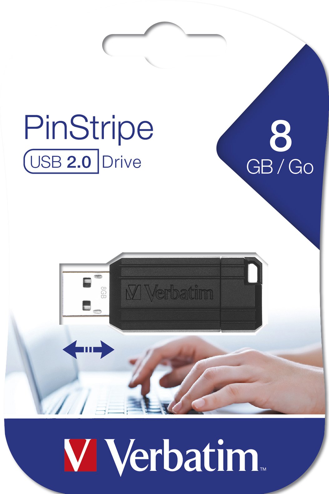 Pendrive Verbatim 2.0 8gb Store'N' Go Pin Stripe Negro