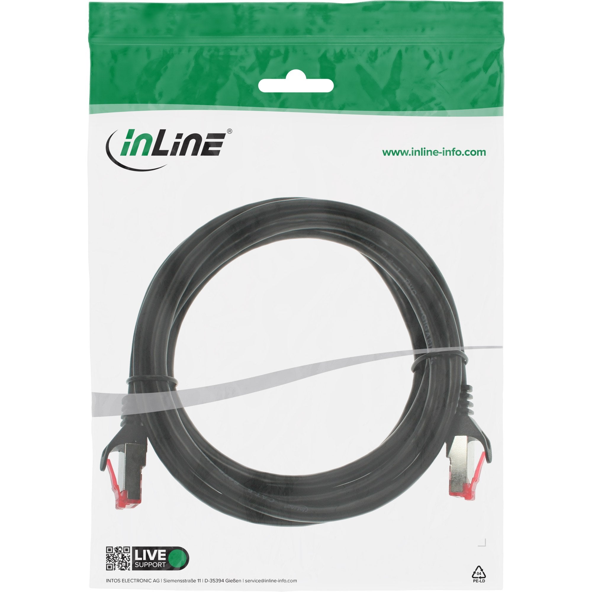 Cable De Red Inline S/Ftp Pimf Cat.6 250mhz Pvc Cobre Negro 1,5m