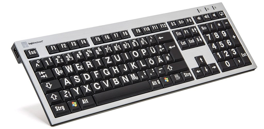 Logickeyboard Xl-Print Blanco On Negro De (Pc Slim)