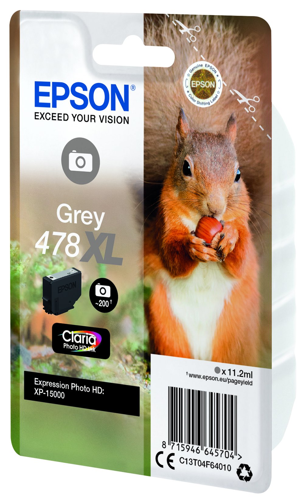 Tinta Epson Squirrel Singlepack Grey 478xl Claria Photo Hd Ink C13t04f64010