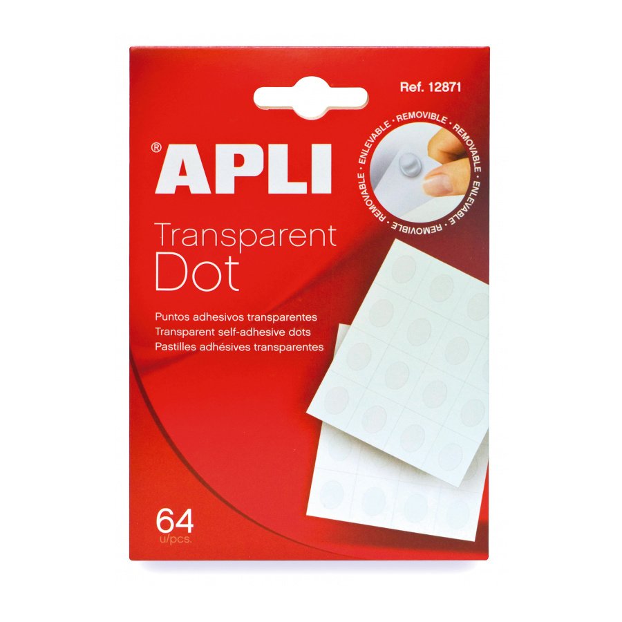 EAN 8410782128717 - APLI 12871 etiqueta autoadhesiva Alrededor Desmontable Transparente, Blanco 64 pieza(s) imagen 1