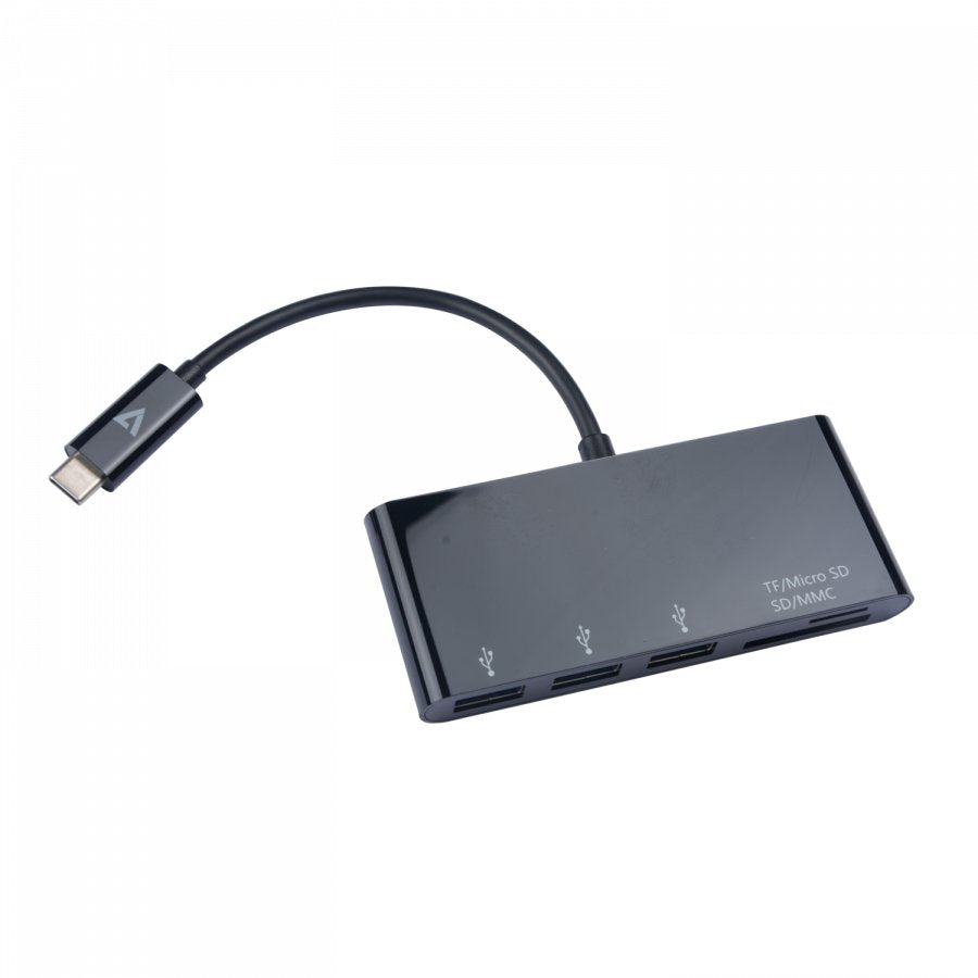 V7 Adattatore Usb Nero Da Usb-C Maschio A 3 X Usb 3.0 A Femmina, Micro Sd, Sd/Mmc