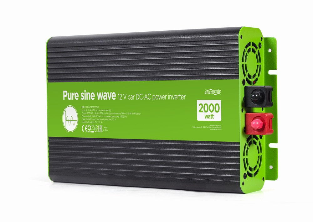 EAN 8716309124072 - EnerGenie EG-PWC-PS2000-01 adaptador e inversor de corriente Auto 2000 W Negro, Verde imagen 1