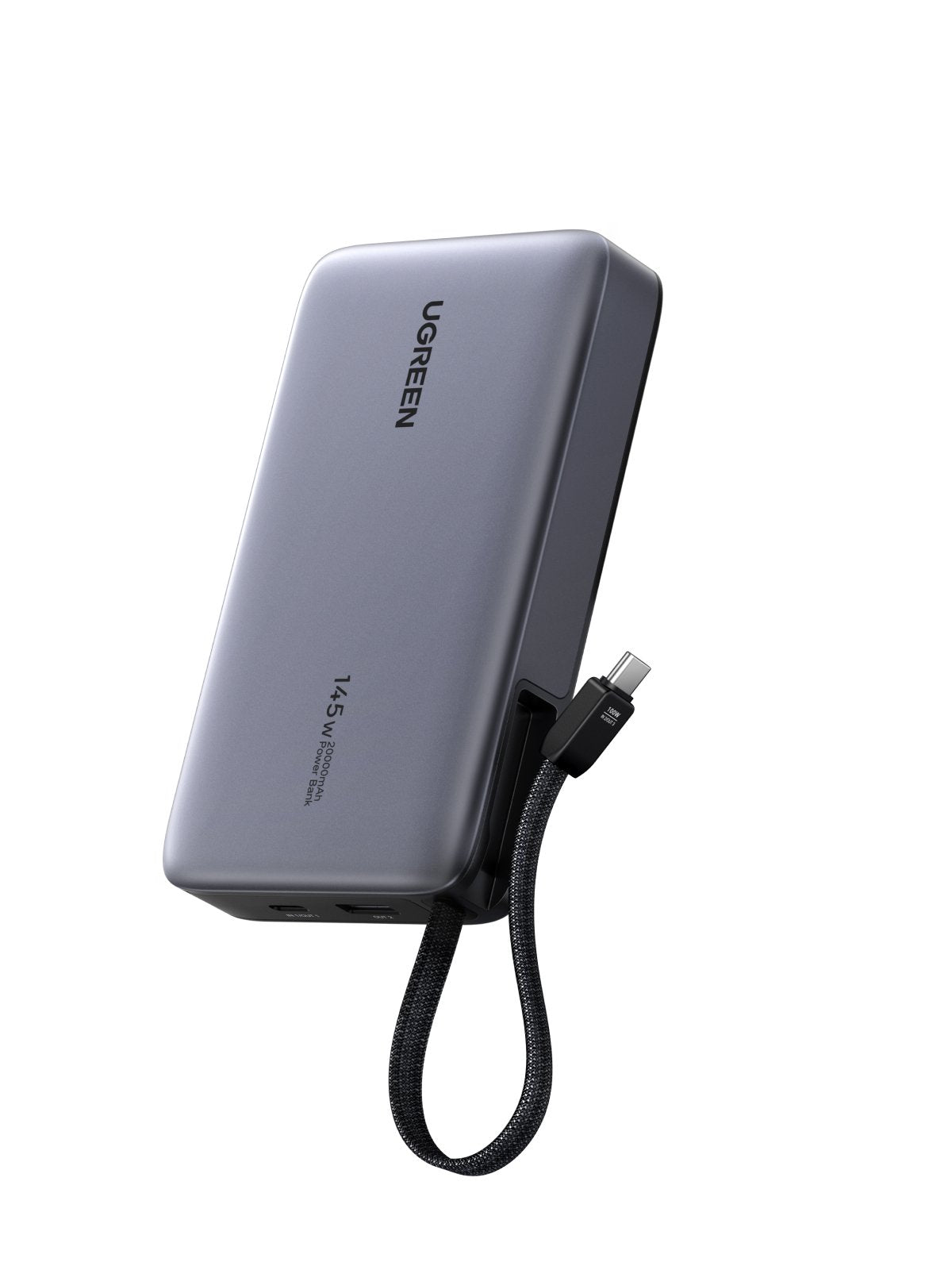 Ugreen Pb551 20.000mah 145w Powerbank 1x Usb-C 1x Usb-A 1x Integriertes Usb-C Cable Display