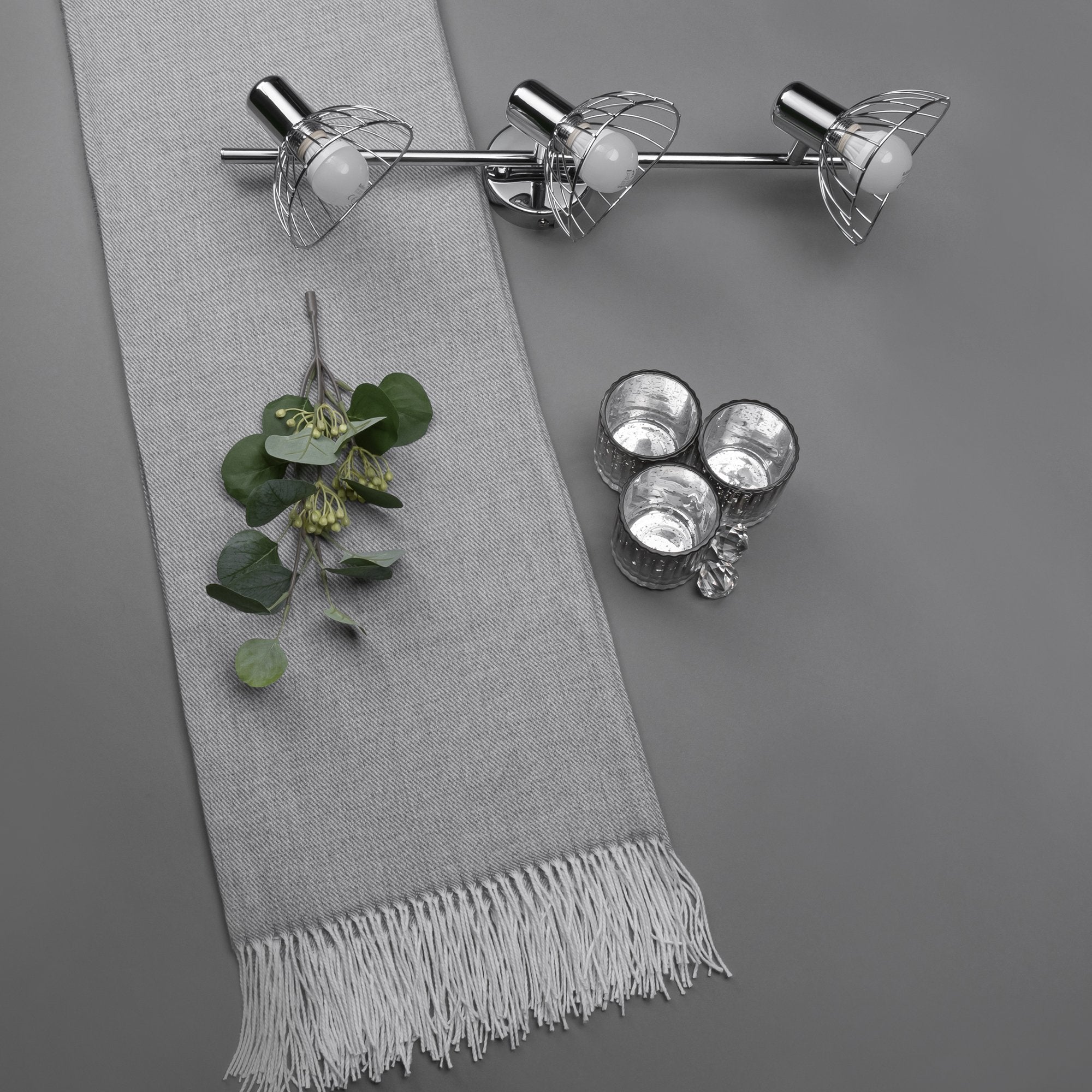 Activejet Gizel Tira De Luz De Pared De Techo Triple Cromo E14 Lámpara De Pared Para Sala De Estar