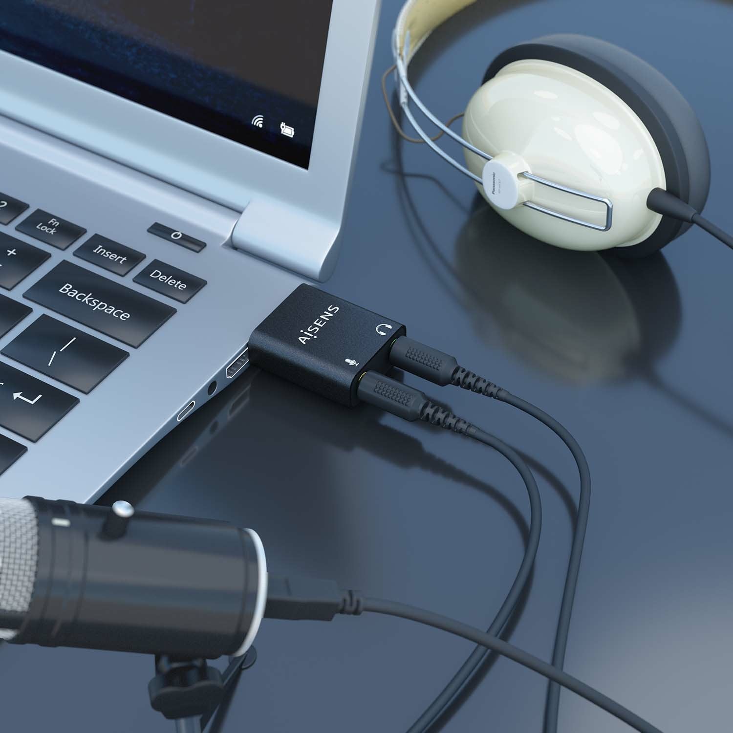 Aisens Conversor Usb-A A Audio 48khz - Usb-A/M-2xjack 3.5/H - Negro