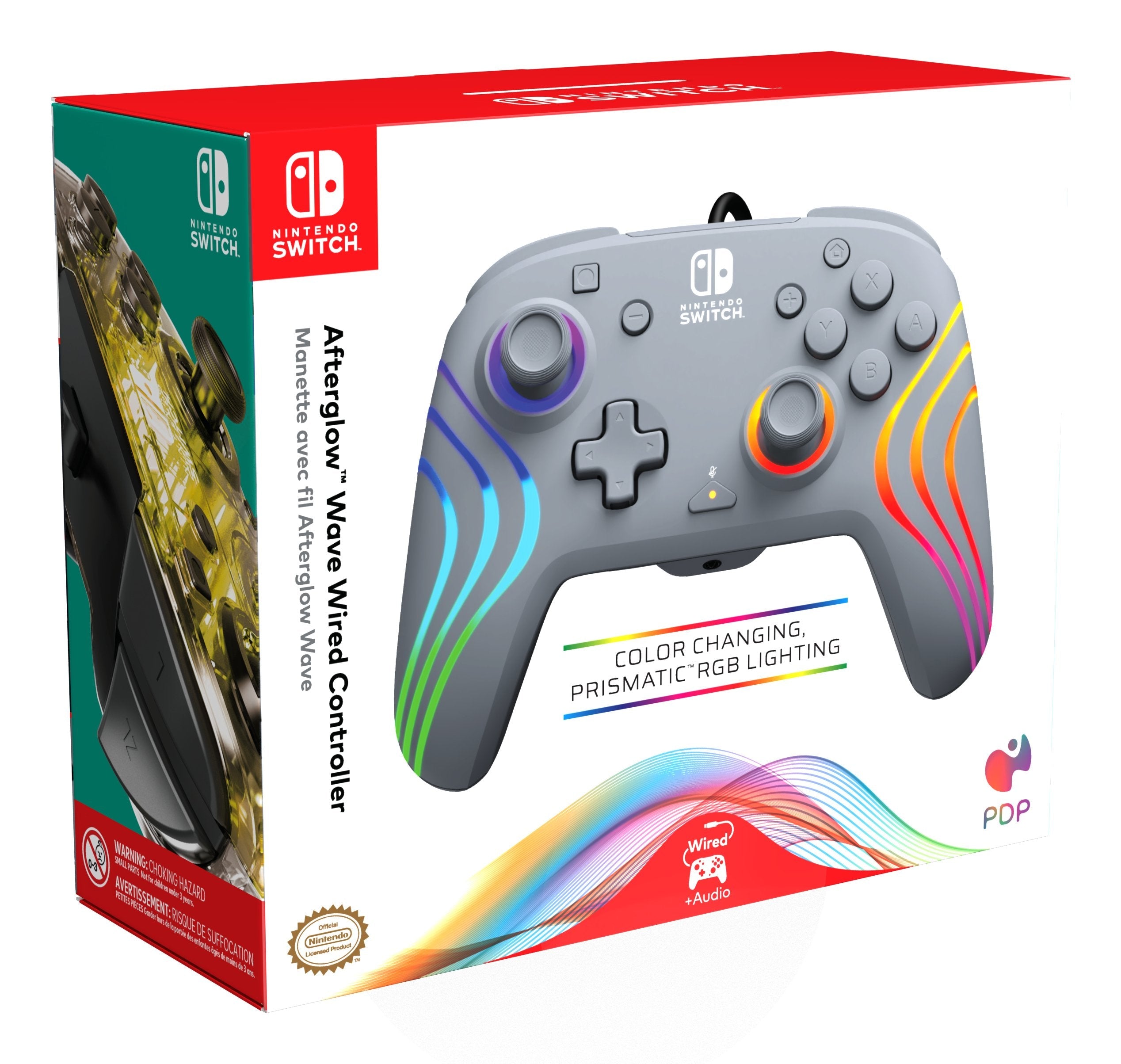 Pdp Afterglow Wave Wired, Gamepad Gris, Para Nintendo Switch 500-237-Ge