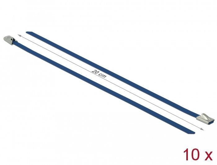 Delock Edelstahlcablebinder L 200 X B 4,6 Mm Blau 10 Stück