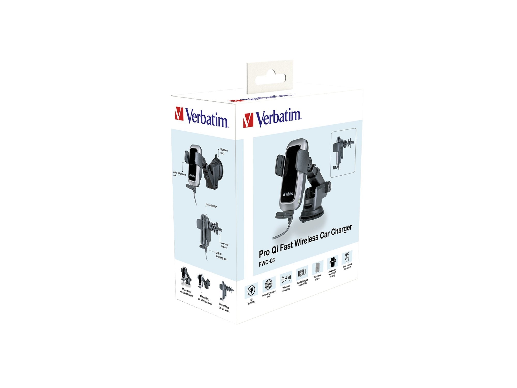 EAN 0023942495543 - Verbatim FWC-03 Pro Qi Fast Wireless Autoladegerät retail Negro imagen 2