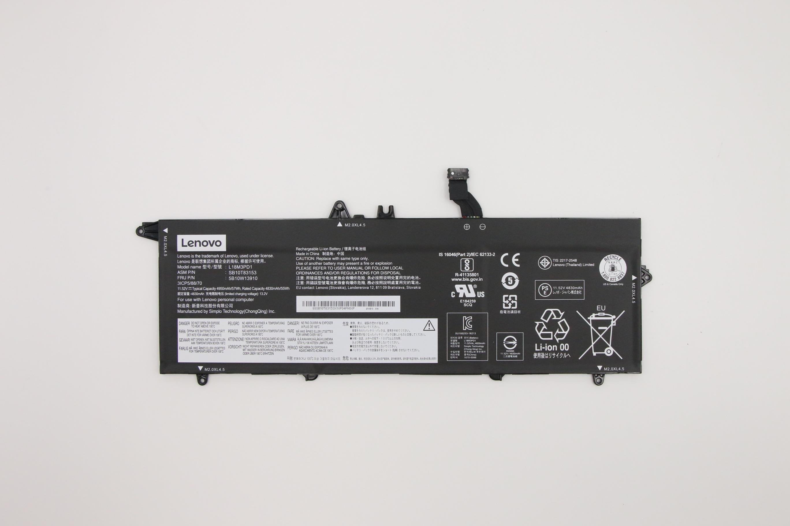Internal, 3c, 57wh, Liion, Smp - 5b10w13910, Battery, Lenovo - Warranty: 3m