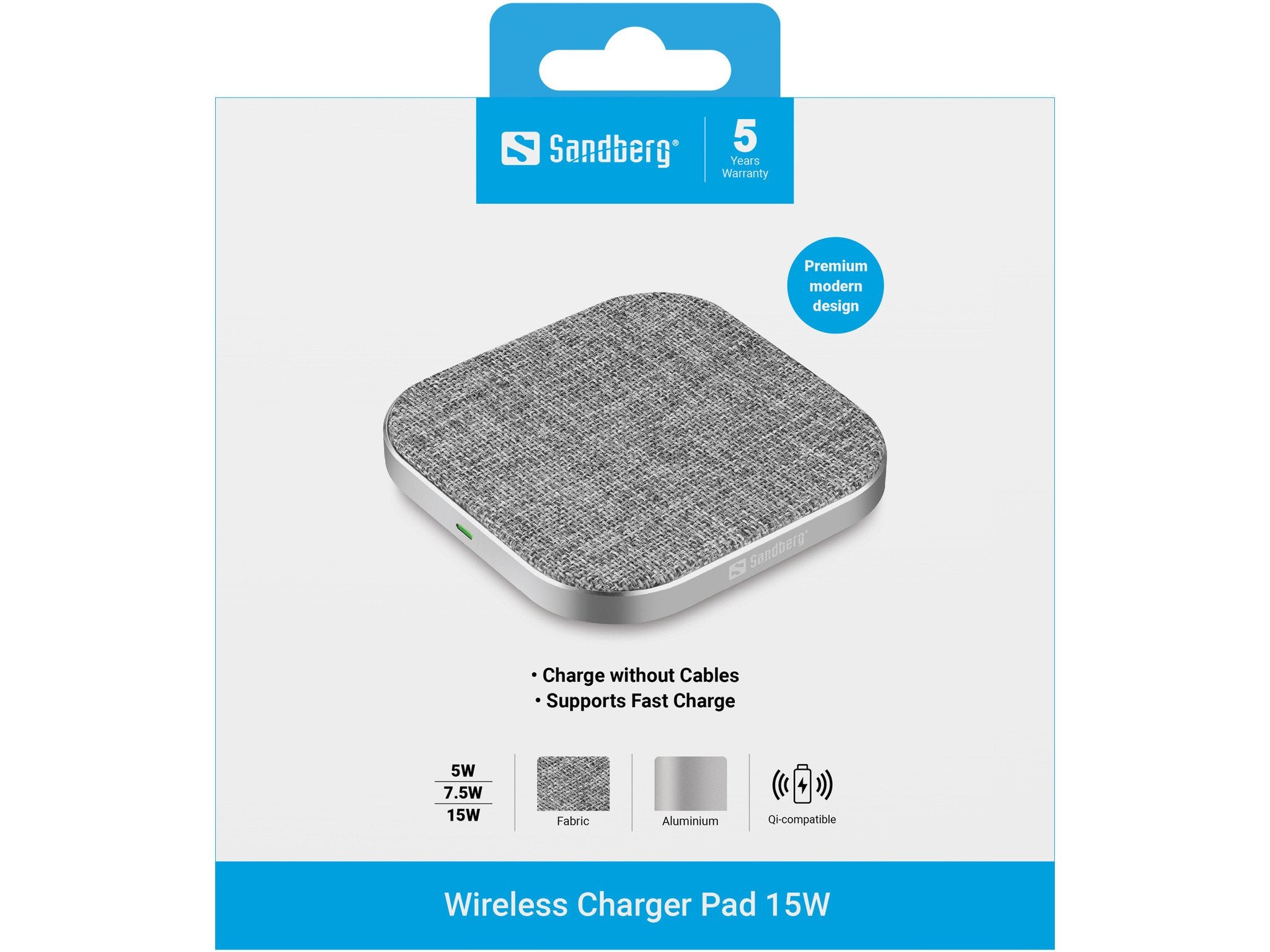 EAN 5705730441233 - Sandberg 441-23 cargador de dispositivo móvil Smartphone Gris USB Cargador inalámbrico Interior imagen 2