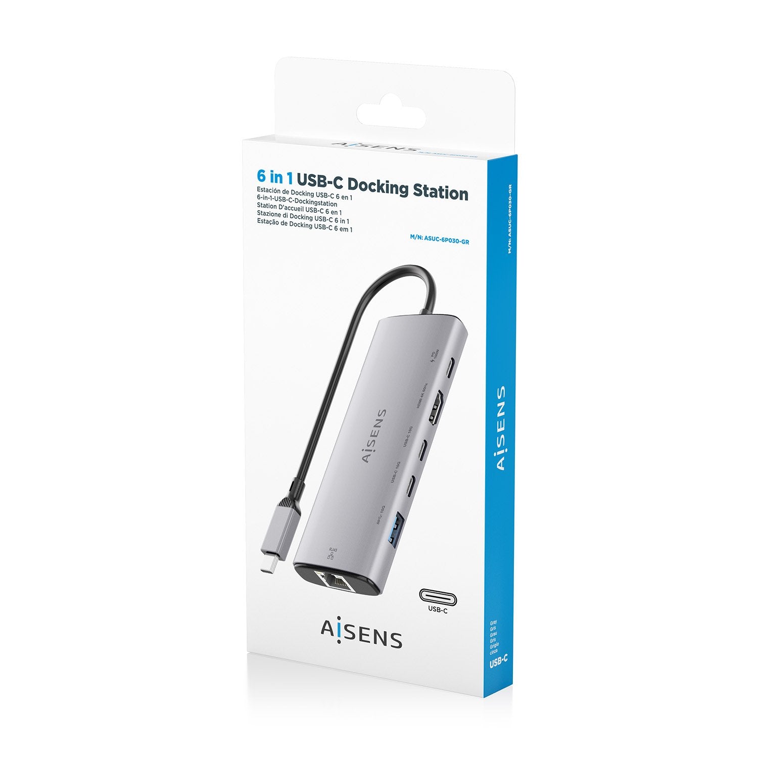 EAN 8435739903582 - AISENS ASUC-6P030-GR base para portátil y replicador de puertos Alámbrico USB 3.2 Gen 1 (3.1 Gen 1) Type- imagen 7