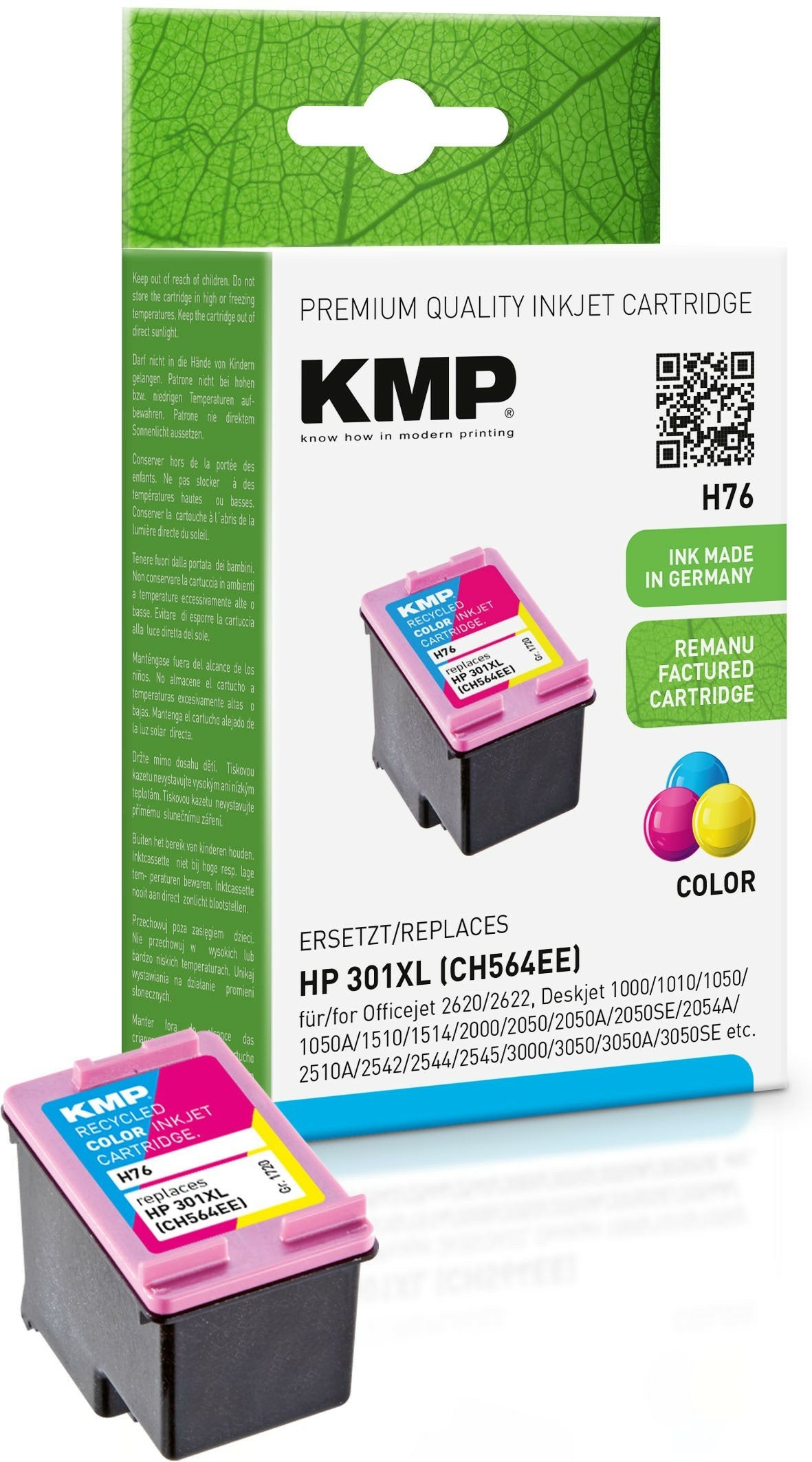 Cartucho Kmp Hp Ch564ee Nr.301xl Color 350 S. H76 Recargado