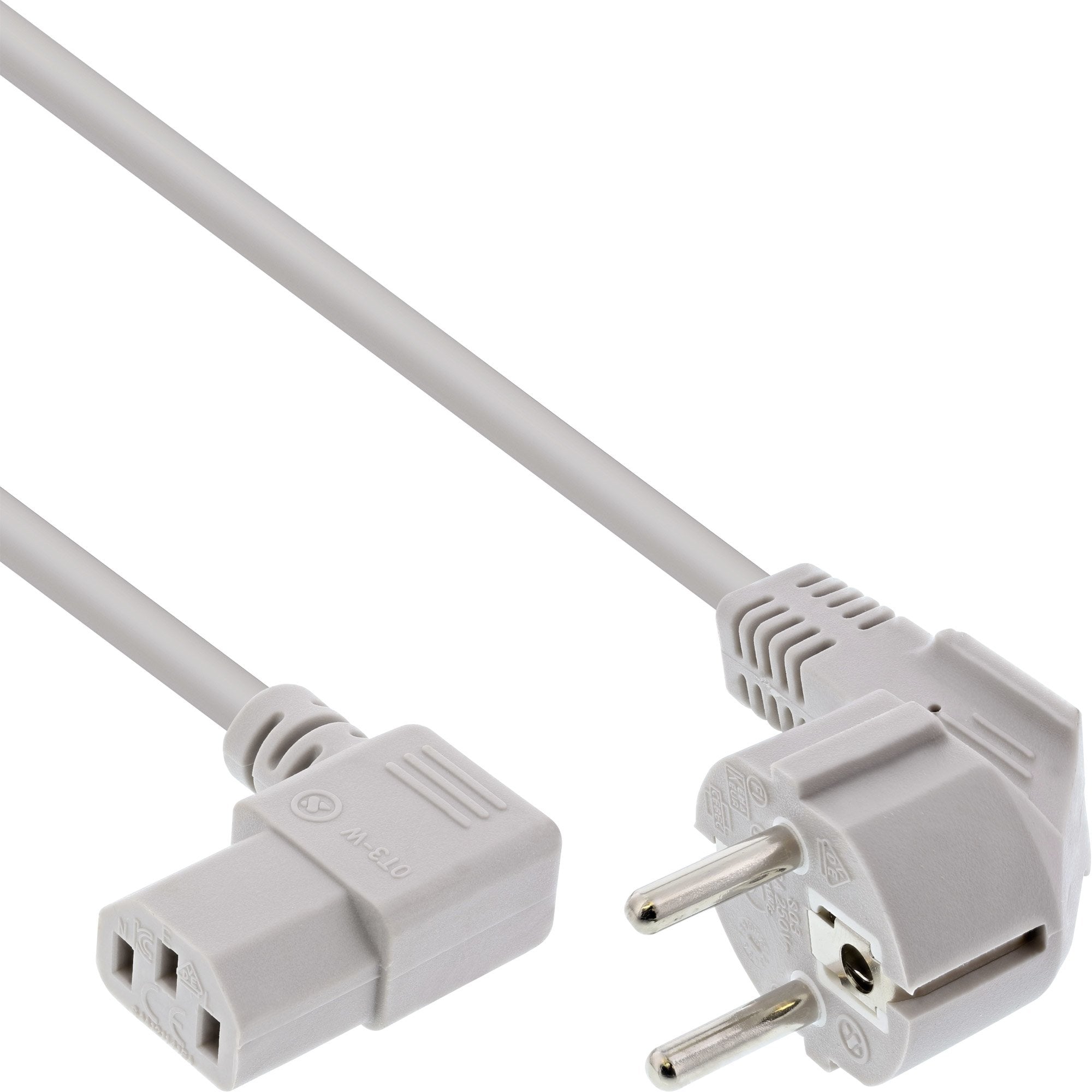 Cable De Alimentación Inline, Schutzkontakt Cee7/7 En Ángulo A Iec-C13 De 3 Pines En Ángulo, Gris, 1,0 M